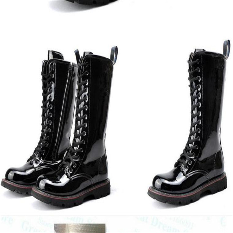 Mens Training Over Knee High Boots light Leather Long Waterproof Snowboots Equestrian Motocycle Patent leather punk cowboy boots