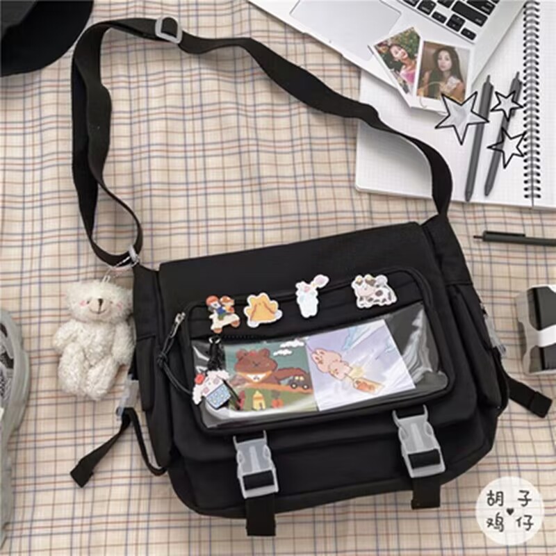 Designer Women's High end High Capacity Student Crossbody Canvas Bag Classic Versatile New Harajuku Solid Color Fashion Simple One Shoulder Tote 