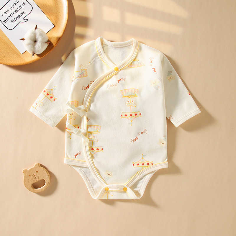 Baby Jumpsuits Rompers New Baby Bag Fart Coat Spring and Autumn Baby Harper Pure Cotton Newborn Long Sleeve Printed Boneless Climbing Clothes