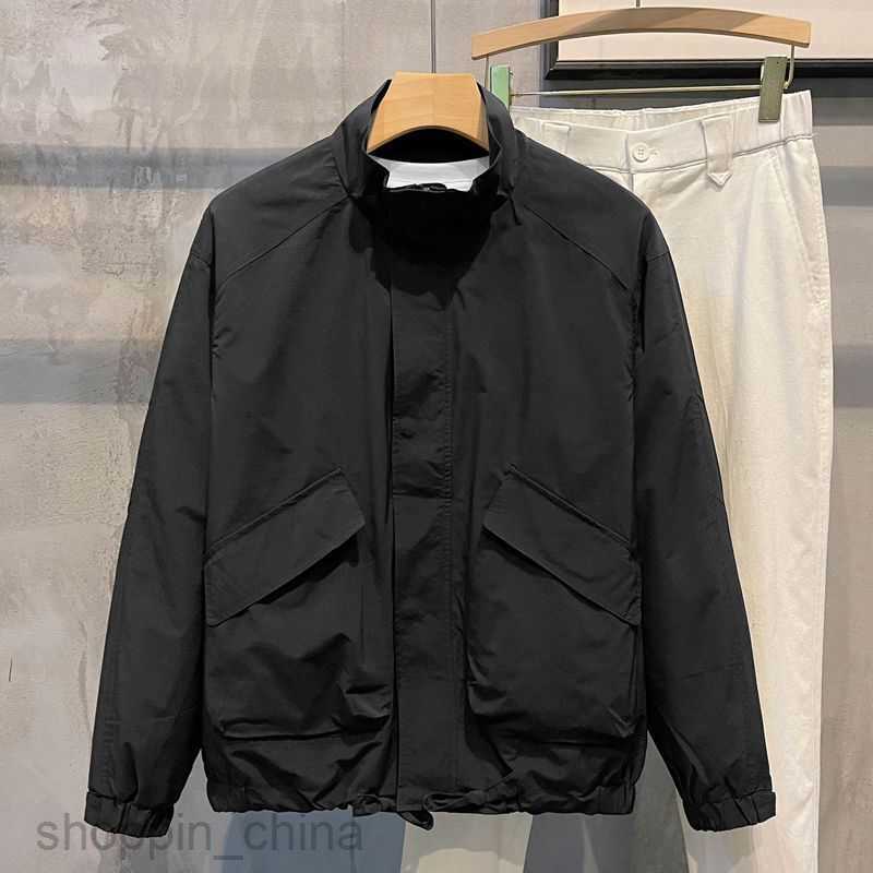 Men's Jackets Coats Spring and Autumn Man New Versatile Solid Color Rush Coat Slim Fit Stand up Neck Jacket Casual Trendy Pi Shuai Long sleeved C