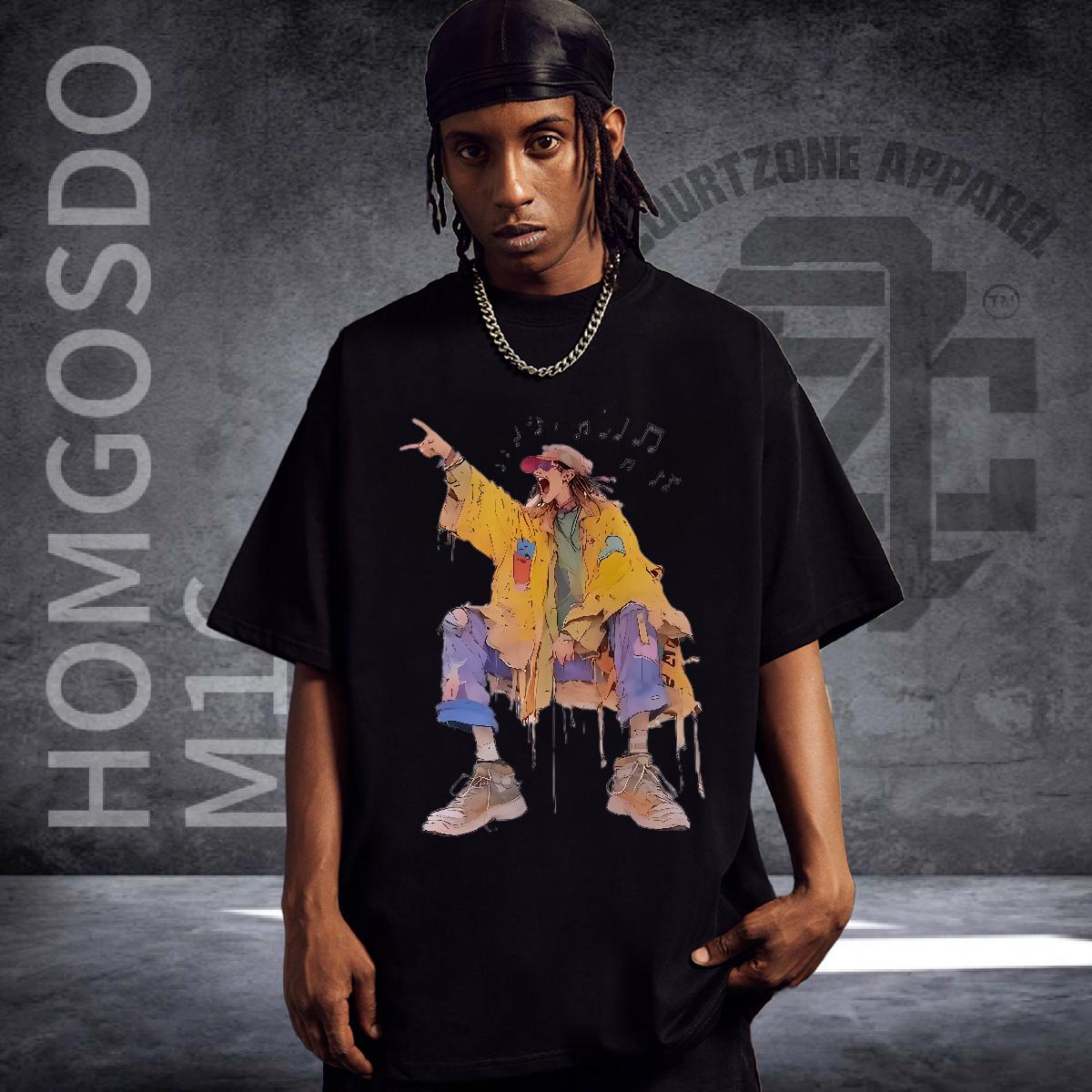 Popular Man T Shirts Anime Printing Street Breathable Crew Neck Cotton Men Tshirts Fashion Design DIY Tops