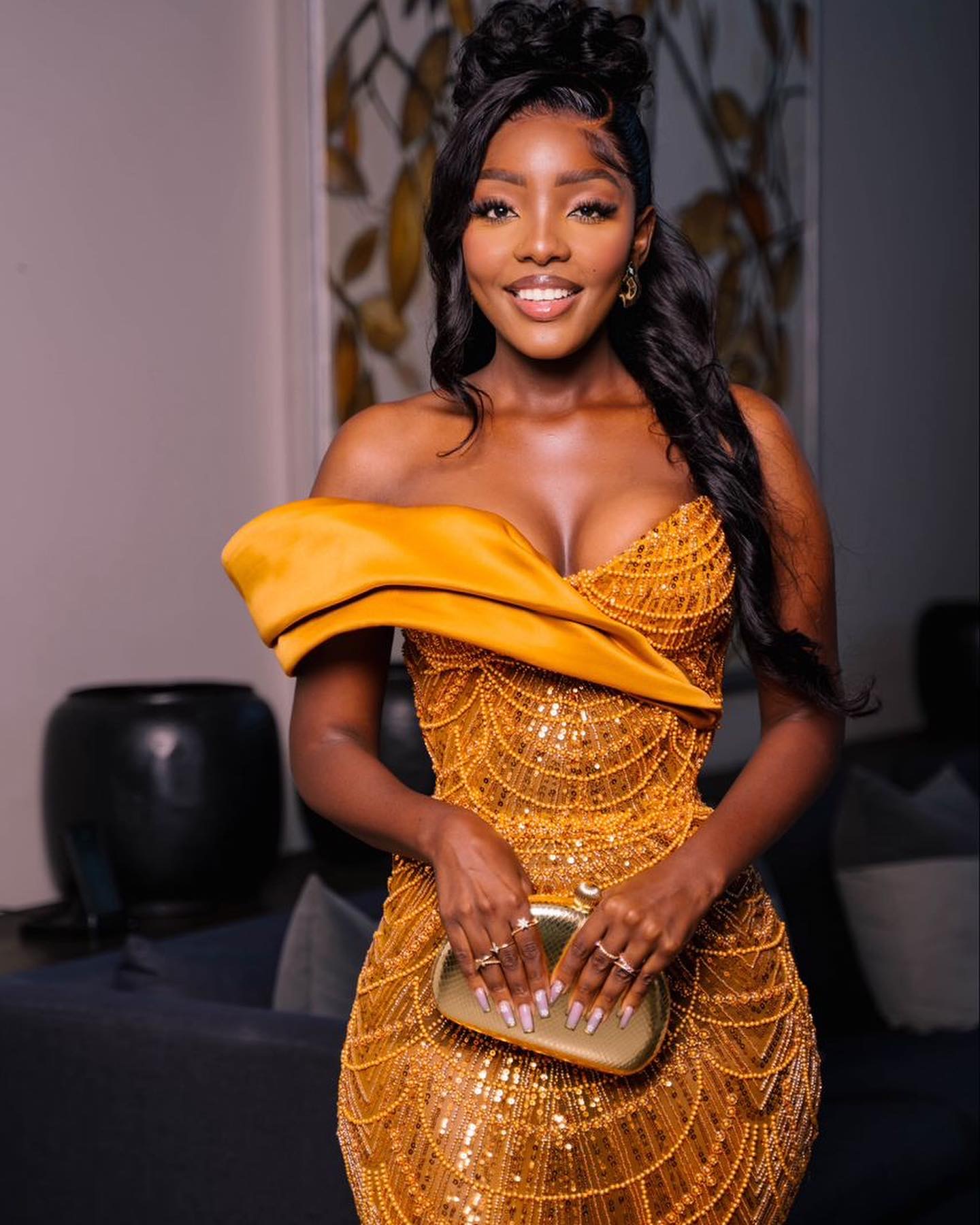 2024 Plus Size Yellow Mermaid Prom Dresses For Special Occasions Illusion Sequined Lace Evening Formal Party Second Reception Birthday Engagement Gown