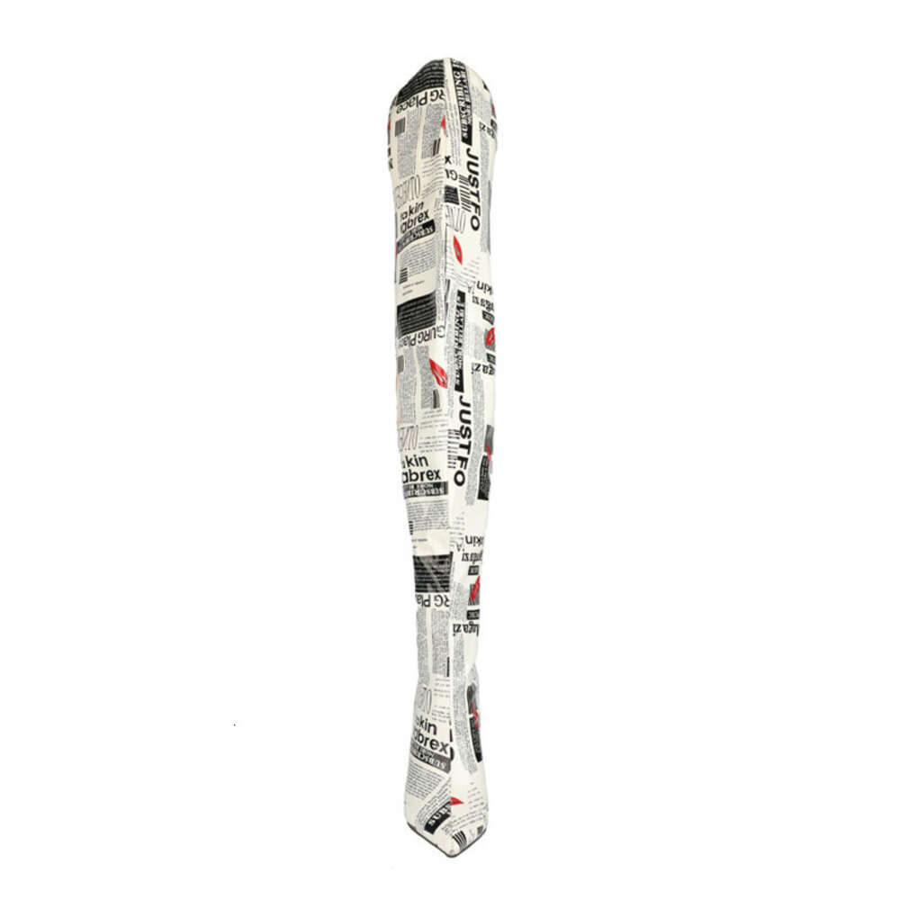 White Thigh High Patent Leather Over The Knee Boots Fashion News Paper Print Autumn Winter Shoes For Women Plus Size 250305