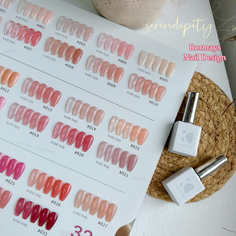 Rormays Pink Ice Penetrating gel Polishing 32PCS Jelly Color Translucent gel UV LED Soaking Durable Jade Nail Salon 15ML Wholesale Factory