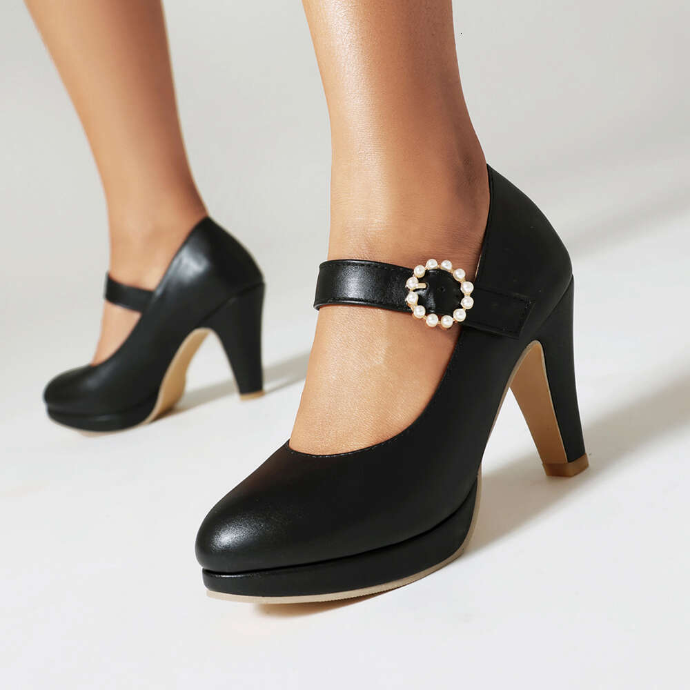 White Wedding Shoes Platform High Heels Women Buckle Strap Ladies Party Dance Shoe 2024 Elegant Block Heel Pumps Free Ship