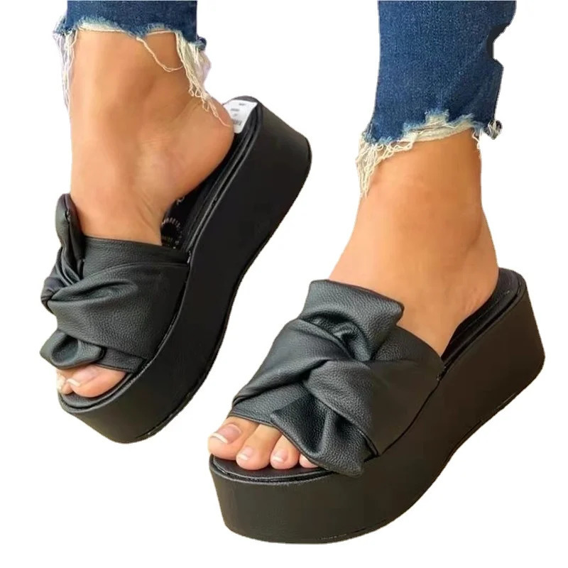 Summer Platform Sandals for Women Fashion Casual Hemp Wedges Slippers Thick Sole Open Toe Outdoor Beach Woman Walking Shoes 240611