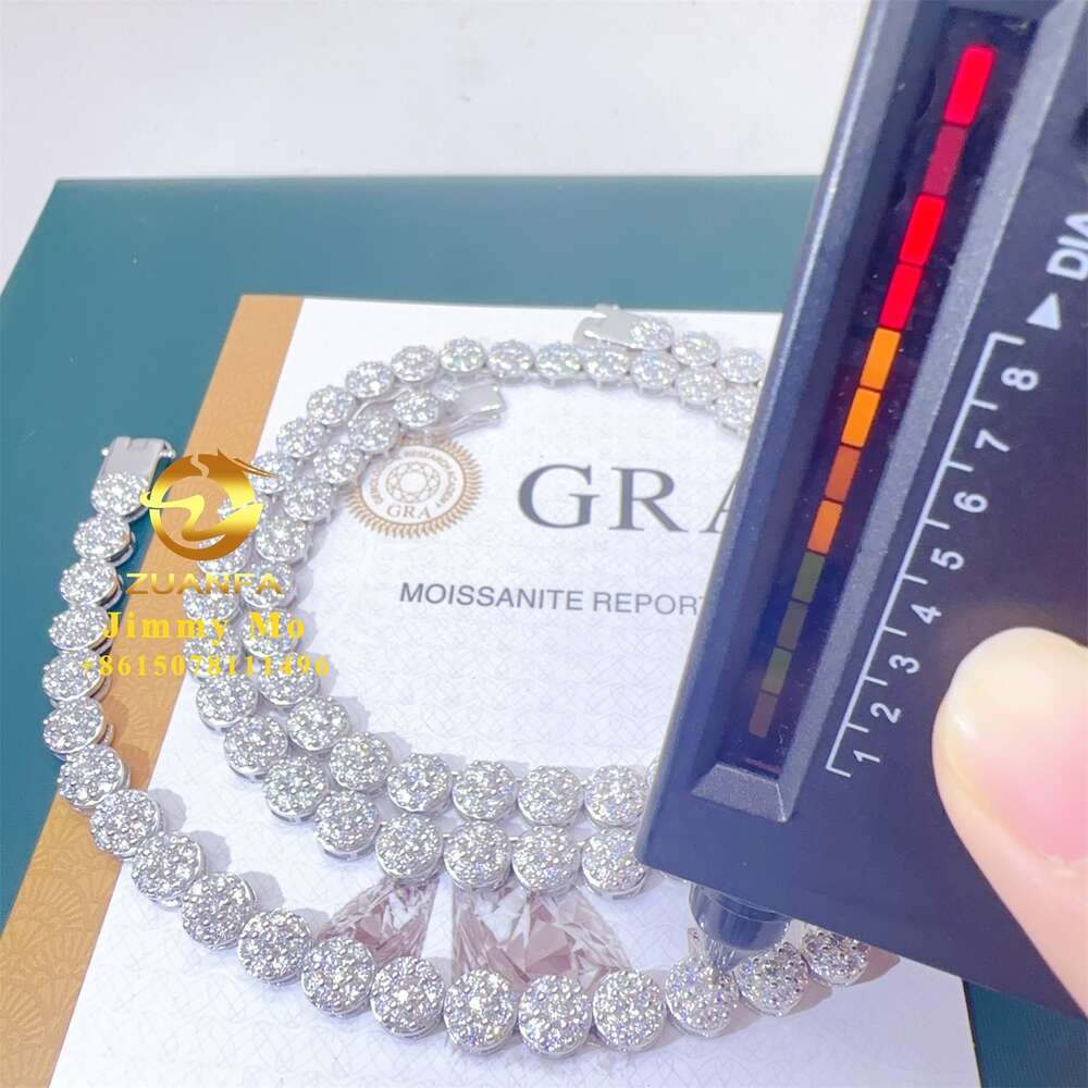 New Arrivals Gar Certificates Pass Dia Tester Hip Hop Iced Out Flawless Moissanite Cluster Tennis Chain Set Man