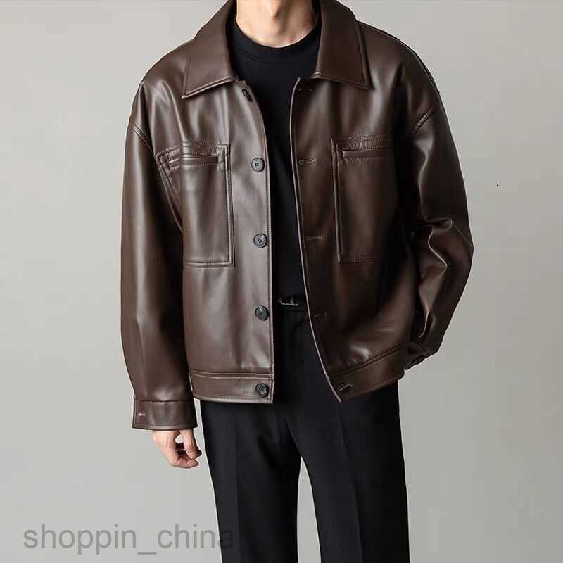 Men's Jackets Coats Loose and short PU leather jacket man ruffled and handsome top spring and autumn version lapel motorcycle casual jacket