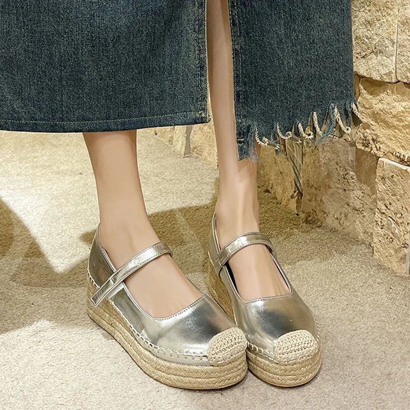 High Heels Womens Marie Jones Shoes Woven Wedge Platform Dress Party Shoes 2024 Spring Roman Sandals Pump Womens Zapatillas 240611
