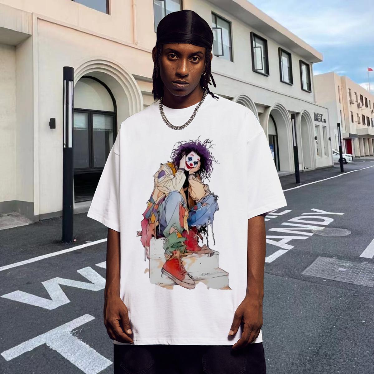 Brand T-Shirts Cotton Breathable Soft Street wear Hip Hop Men Tops Tees Cartoon Print Unisex Clothes