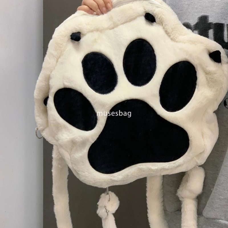 Autumn and Winter Cute Cat Claw Bag Plush Backpack for Women New Small and Popular Plush Bag Student Classroom Commuting Backpack