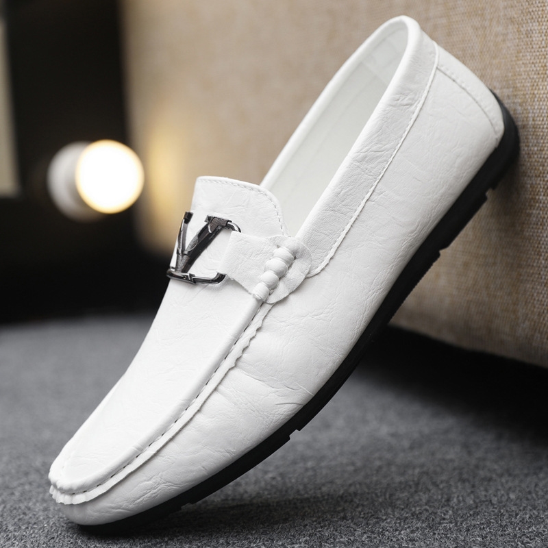 Spring And 2024 Summer New Breathable Casual Leather Soft Sole Loafers A Slip-On Doudou Men's Shoes