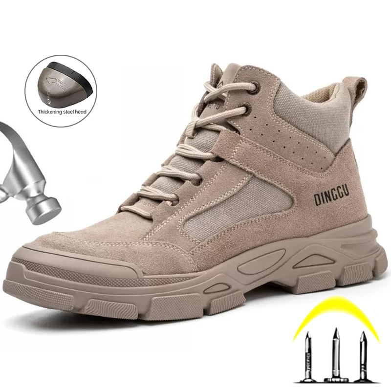 Puncture-Proof Indestructible Steel Toe Work Boots Men Anti-Slip Safety Shoes Footwear Male 3a58