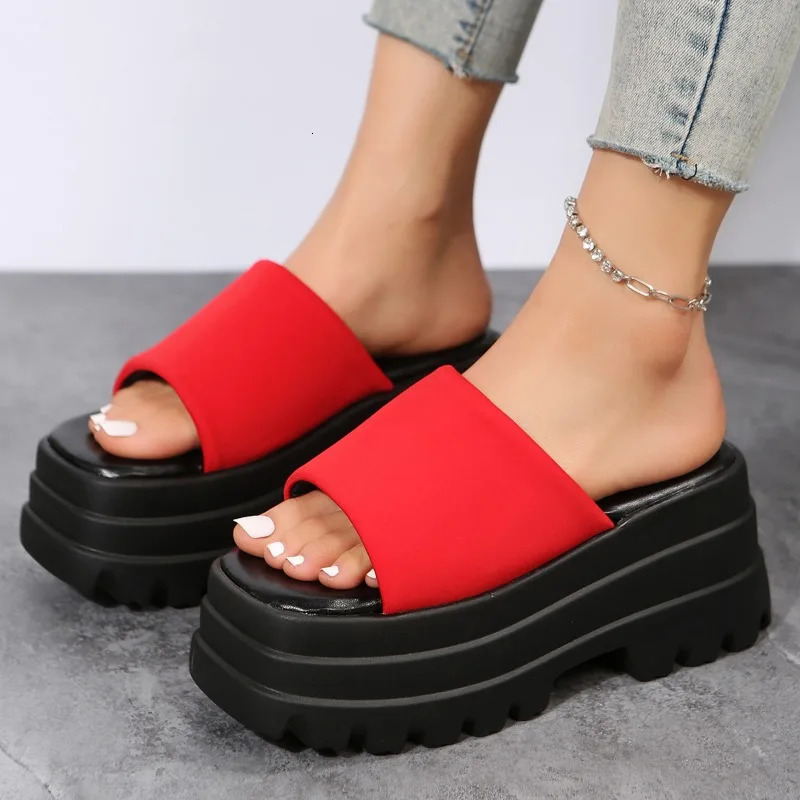 Platform Shoes womens summer fashion slider with thick sole open toe high heel slider sandals party shoes womens footwear 240611