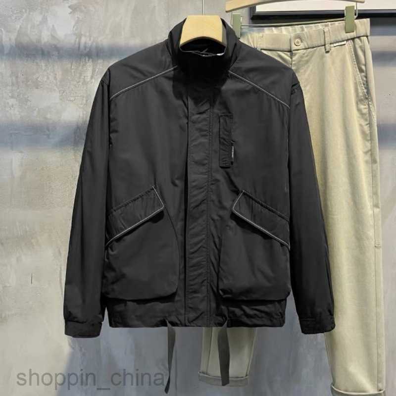 Men's Jackets Coats Spring and Autumn Man New Versatile Solid Color Rush Coat Slim Fit Stand up Neck Jacket Casual Trendy Pi Shuai Long sleeved C