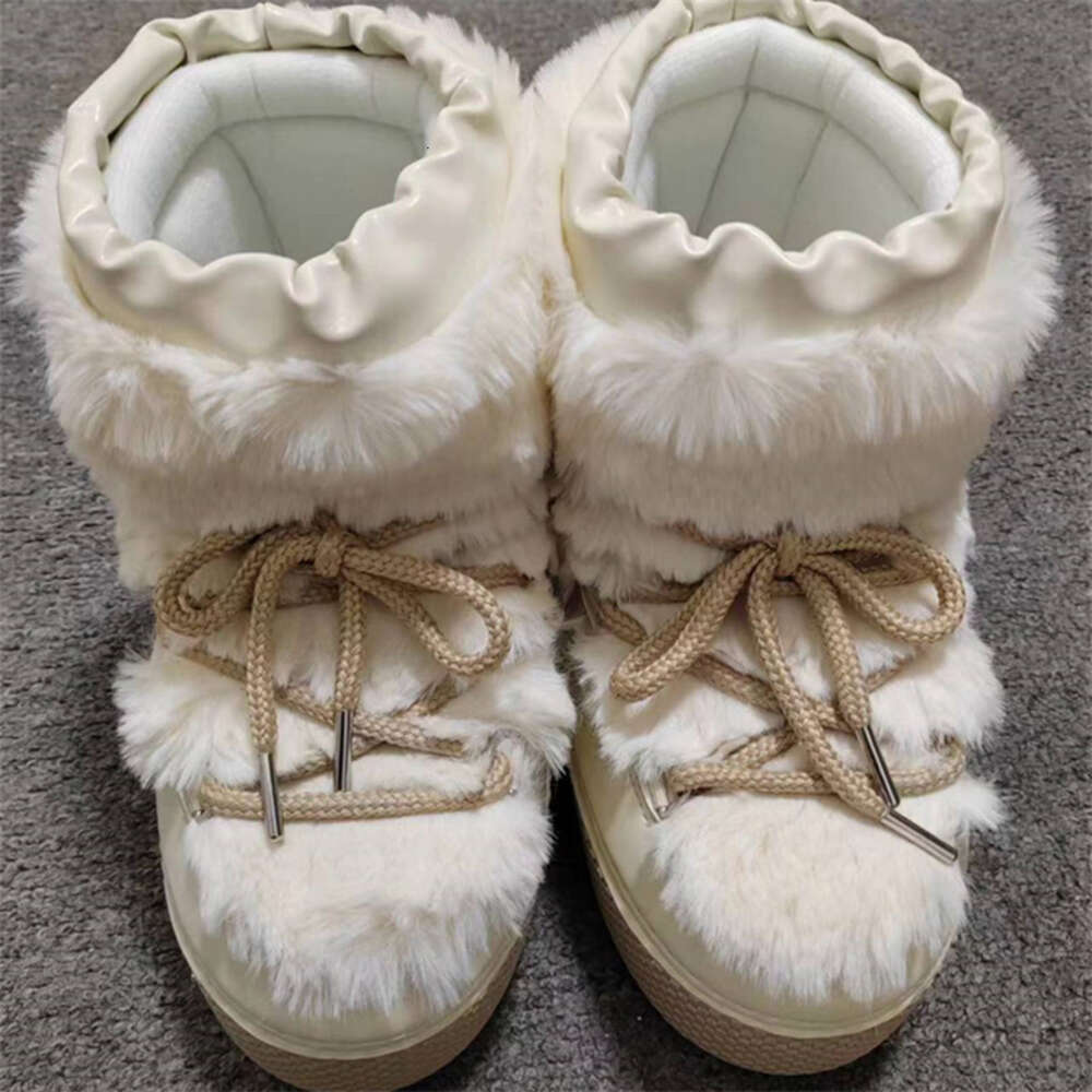 Brand Design Lace-Up Snow 2024 Winter Women Platform Non-Slip Waterproof Leather Ski Female Thick Warm Cotton Boots