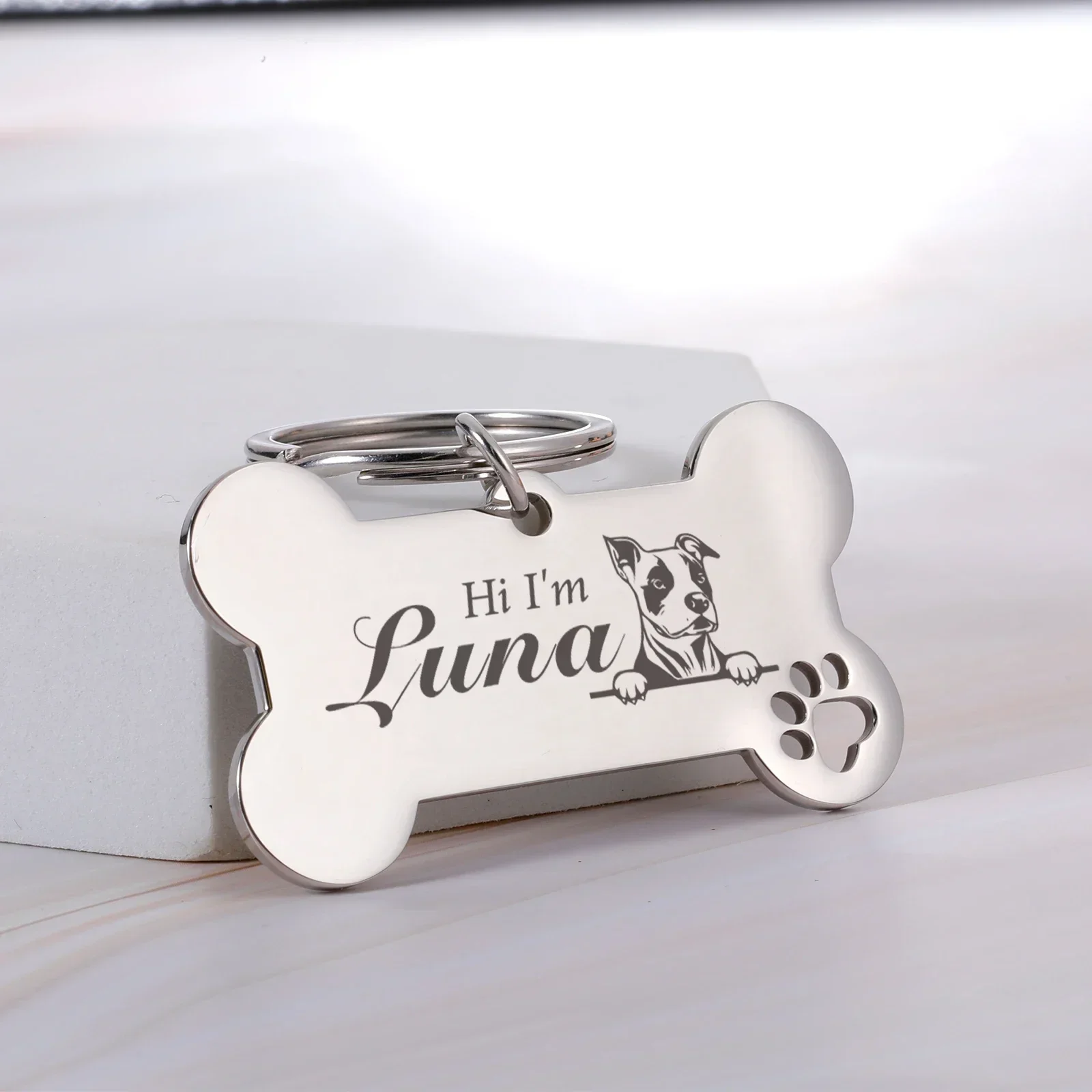Customized Dog Collar Tag Color Bone Pendant for Dog Medal with Engraving Name Personalized Number Kitten Puppy Accessories
