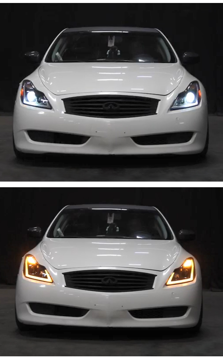 Car Light Assembly for Infiniti G25 G35 G37 LED Headlight 2006-2012 Q60 Angel Eye Front Lamp DRL Signal Lights