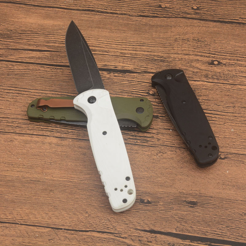 High Quality BM4300 Tactical Knife D2 Black Stone Wash Drop Point Blade G10 Steel Sheet Handle Outdoor EDC Pocket Folder Knives with Retail Box