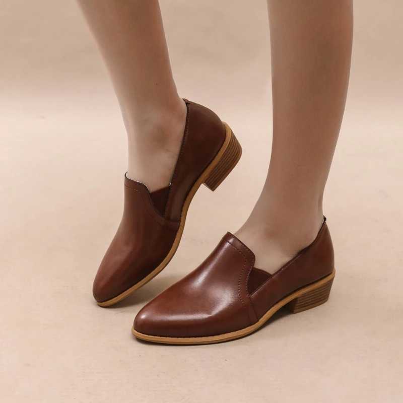 Autumn New Women Round Toe Pumps Loafers Single New Zipper PU Leather Simple and Comfortable Women's Shoes 34cf 's