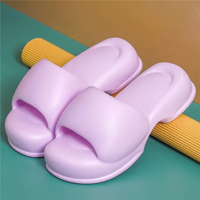 Ladies High Heels House Slippers Summer Flip Flops Woman Eva Soft Sole Flat Shoes Non-Slip Slides Beach Sandal Candy Color 240611