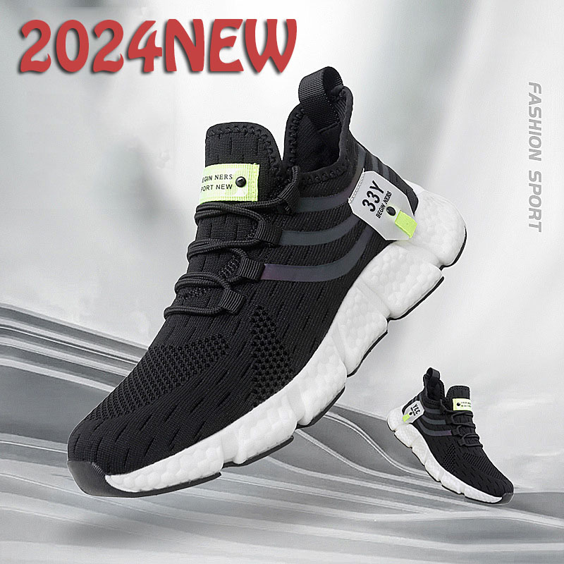 Casual Men Sport Shoes Breathable Lightweight High Elasticity Sneakers Outdoor Mesh Running Shoes Athletic Jogging Tenis Shoes