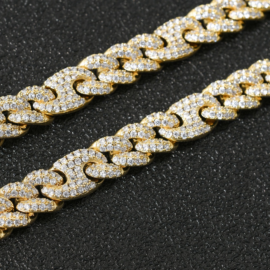 Mossan Diamond Miami 10mm Wide Pig Nose Trend Bracelet Micro-inset Zircon Cuban Chain Male and female rapper Hip Hop bracelet