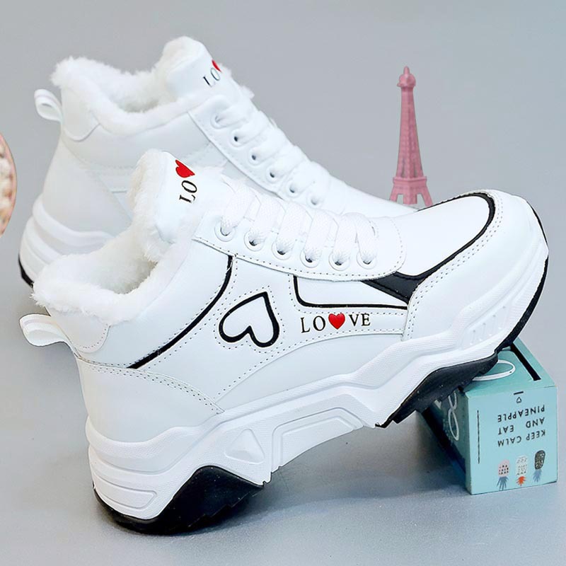 Spring Platform Sneakers Women Casual Wedge Sneaker Warm Cotton Female Lace-up Chunky Running Shoes for Woman f812