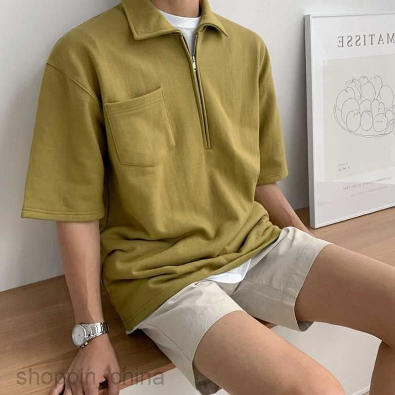 Men's Polos Shirts Half zip short sleeved Polo shirt for men summer trendy lapel top trendy style solid color half sleeved T-shirt tops