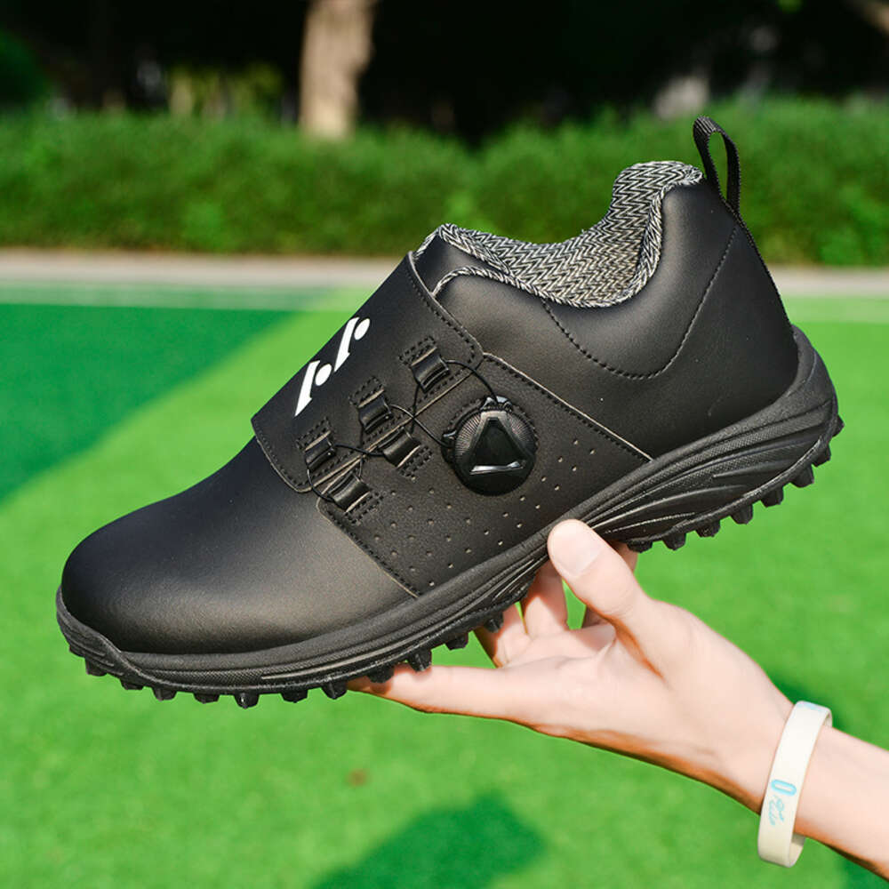 New Arrival Mens Leather Non-slip Rotation Shoelace Professional Waterproof Golf Shoes