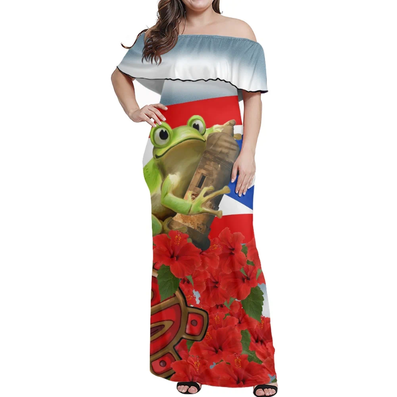 Party Dresses The 2024 Fashion Off Shoulder Corset Sexy Dress Printing Short Sleeve Long Skirt Summer Womens Elegant