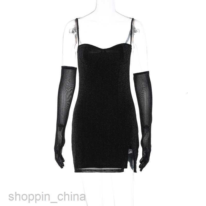 Basic Casual Dresses Summer Season New Women's Brilliant Silk Long sleeved Sexy suspender Short Skirt Elegant Slim Fit Dress