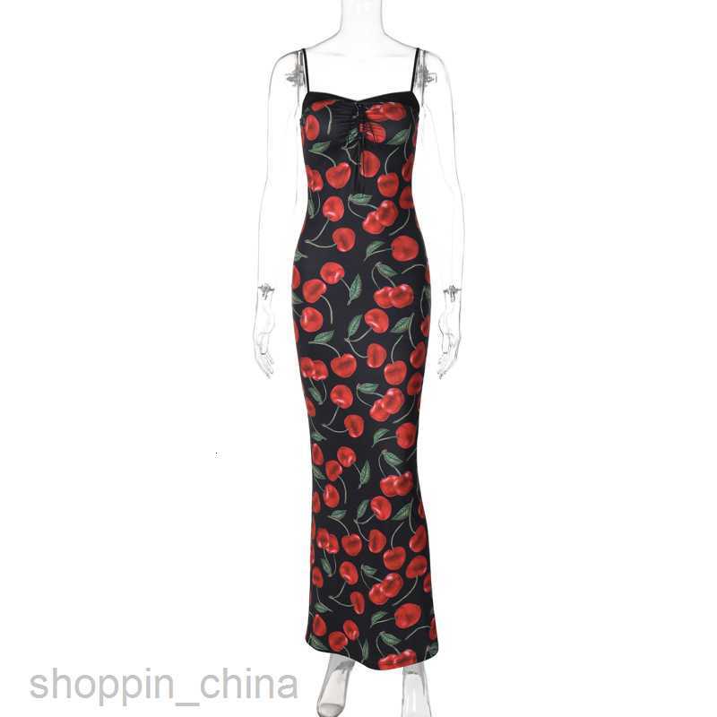 Basic Casual Dresses style fresh and sweet fashion flower print versatile slim fit camisole dress for women