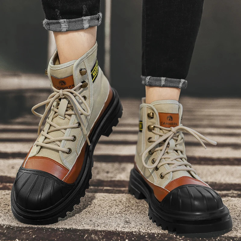 High Top Boots Men Leather Shoes Winter Motorcycle Snow Shell Head Boot For Military 240612