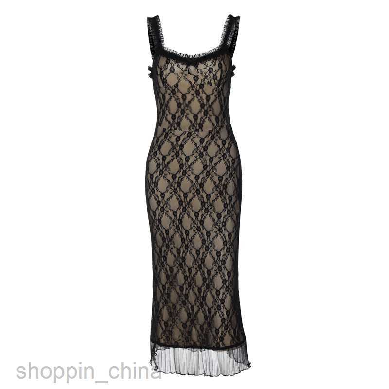 Basic Casual Women Dresses New Sexy Lace Details Chest Bow Tie Style Middle Style Strap Dress for Women