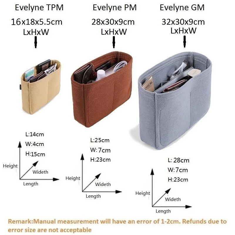 3 Suitable for Evelyn Saddle Felt Insert Handbag Organizer Travel Wallet Portable Makeup Bag 240531 4