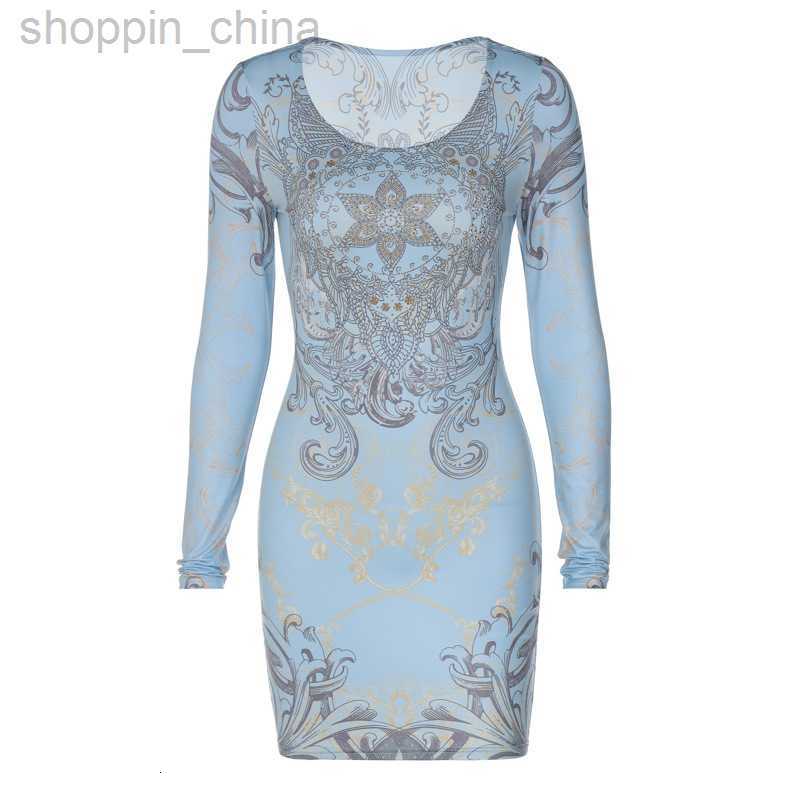 Basic Casual Dresses Women's Spring New Fashionable and Beautiful Print Shining Diamond Long Sleeve Wrapped Hip Dress for Women