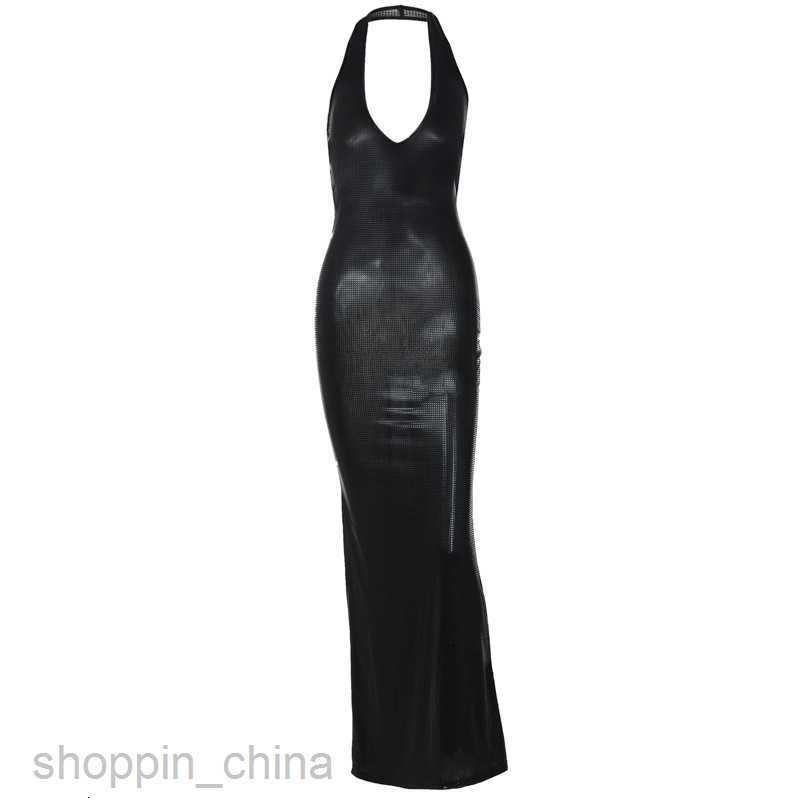 Basic Casual Dresses Wind Women's Summer New Hanging Neck Open Back Sexy Tie up Slim Fit Wrapped Hip Dress