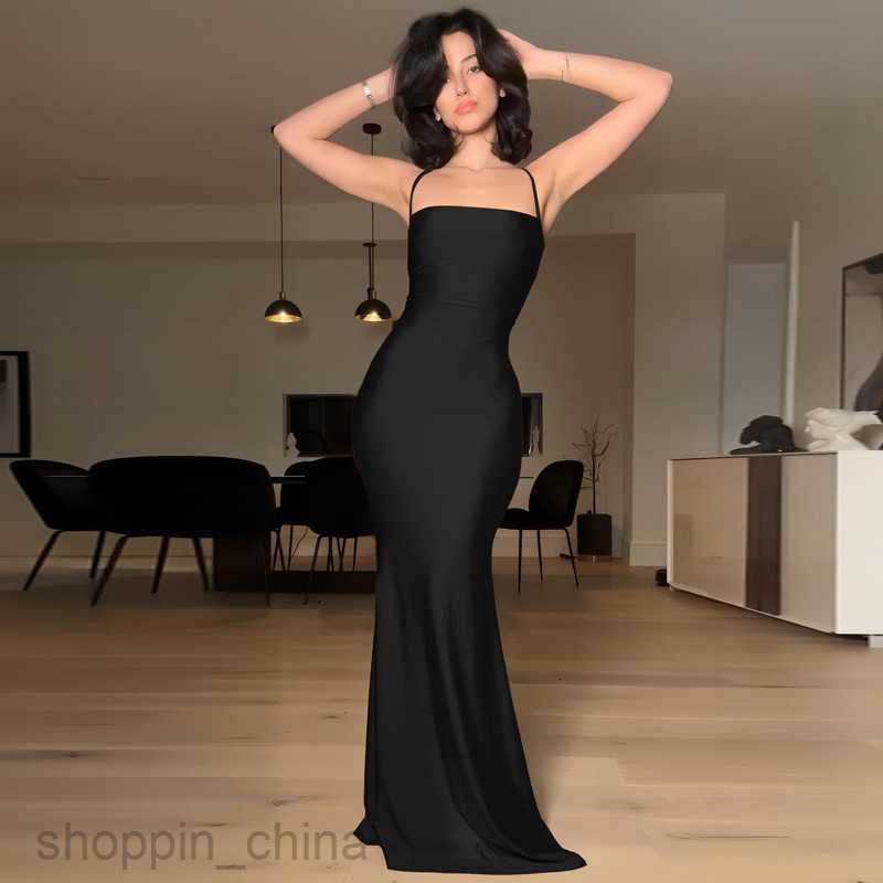 Basic Casual Women Dresses Women's summer new solid color strapless backless patchwork hollowed out lace up slim fitting dress for women