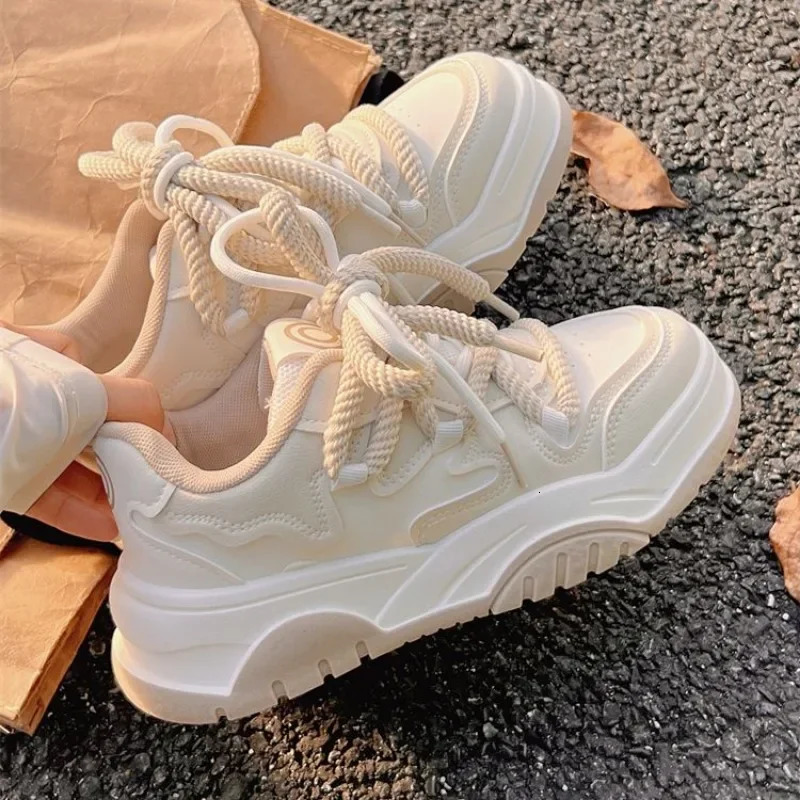 Maogu Platform Breathable Running Sports Chunky Shoes Student Comfortable Kawaii Ladies Footwear Pink Casual Sneakers for Women 240612