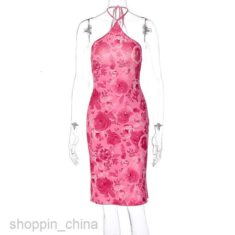 Basic Casual Women Dresses Feng Spring Explosive New Women's Wear Hanging Neck Wrapping Chest Fashion Printed Dress for Women