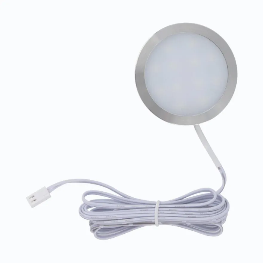 Under Cabinet Lamp 2W DC12V Aluminum LED PUCK LIGHT for Bedroom Closet Showcase Wardrobe Cupboard Bookcase Nightlights LL