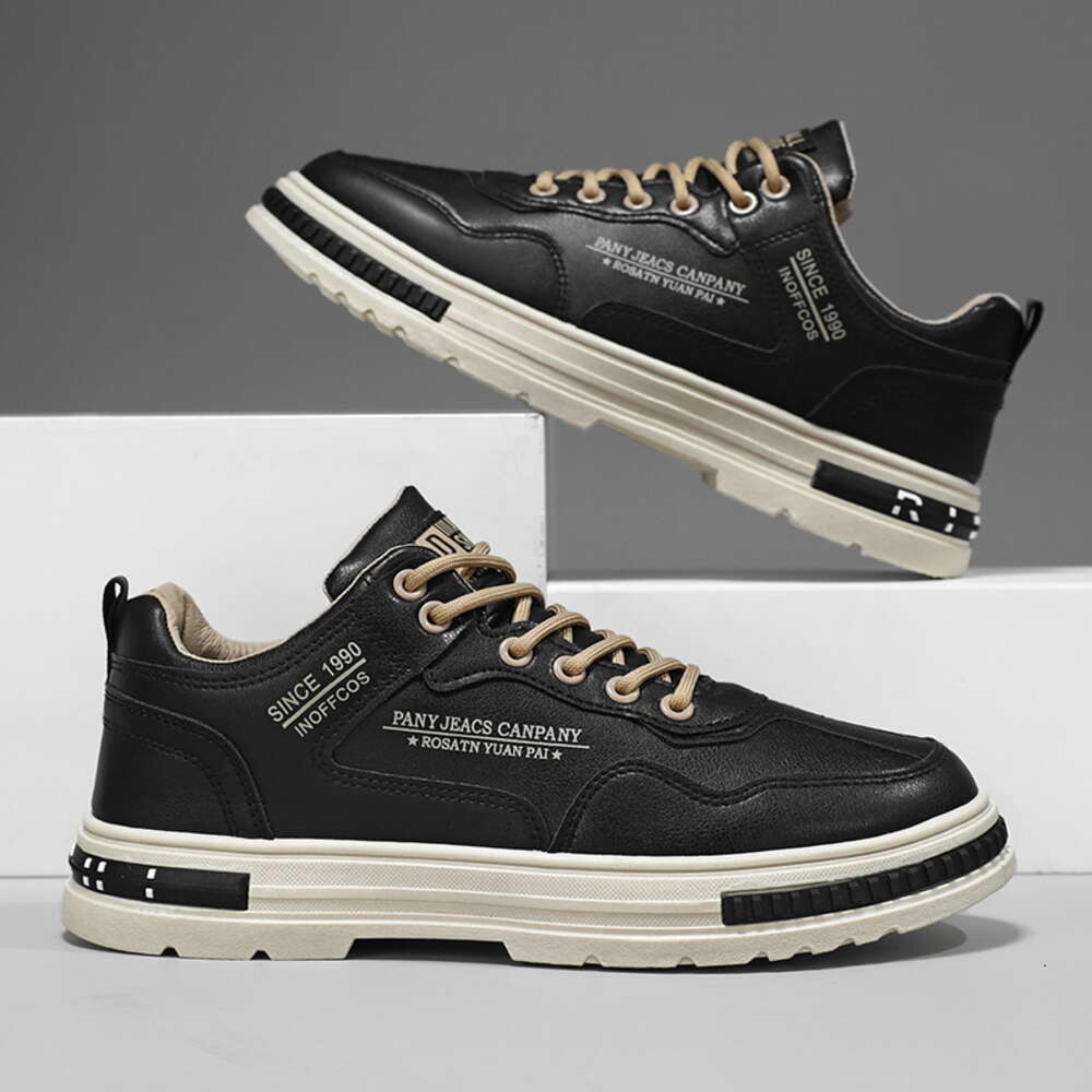 Hot selling flat bottomed casual with lace up PU leather board for men's slow walking style small white shoes