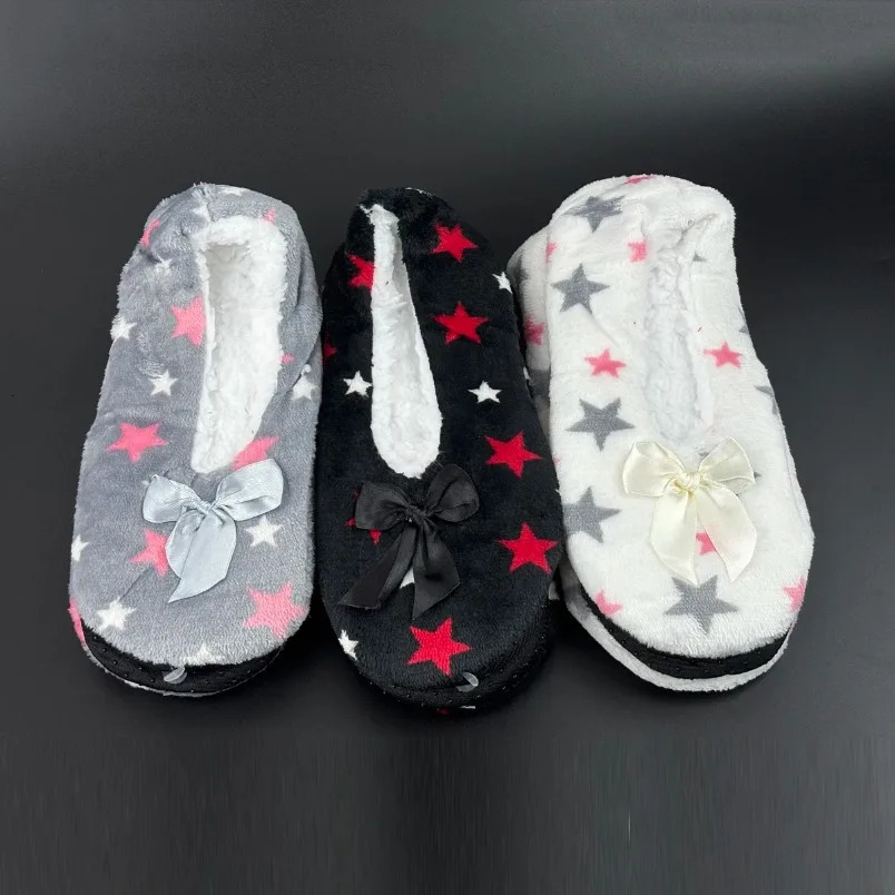 House Winter Warm Slipper Womens Star Thick Fur Plush Anti Skid Grip Sole Cute Funny Indoor Home Fluffy Female Floor Shoes 240612