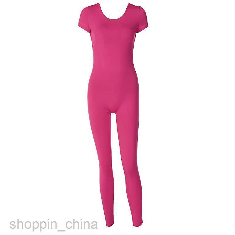 Women's Jumpsuits Rompers Summer Women's New Solid Color Short sleeved Backless Slim Fit and Hip Lifting Sports Fitness jumpsuit for Women