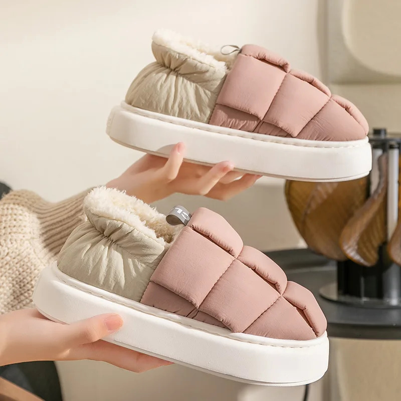 Bebealy Women Shoes House Shoes for Men Outdoor Fur Warm Antiskid Shoes Winter Fluffy Ladies Shoes Casual Ankle Women Slippers 240612