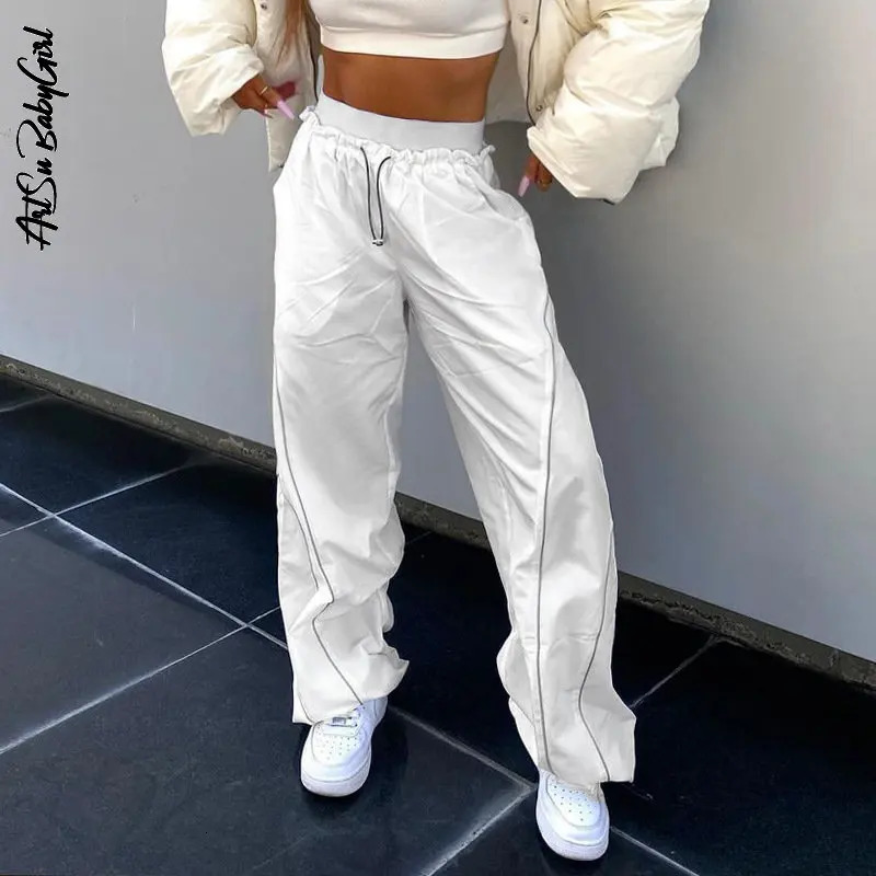 White Pants Wide Leg Trousers Women Sweatpants Jogging Y2k Streetwear Women Fashion Clothing Solid Cargo Pants High Waist Pants 240530