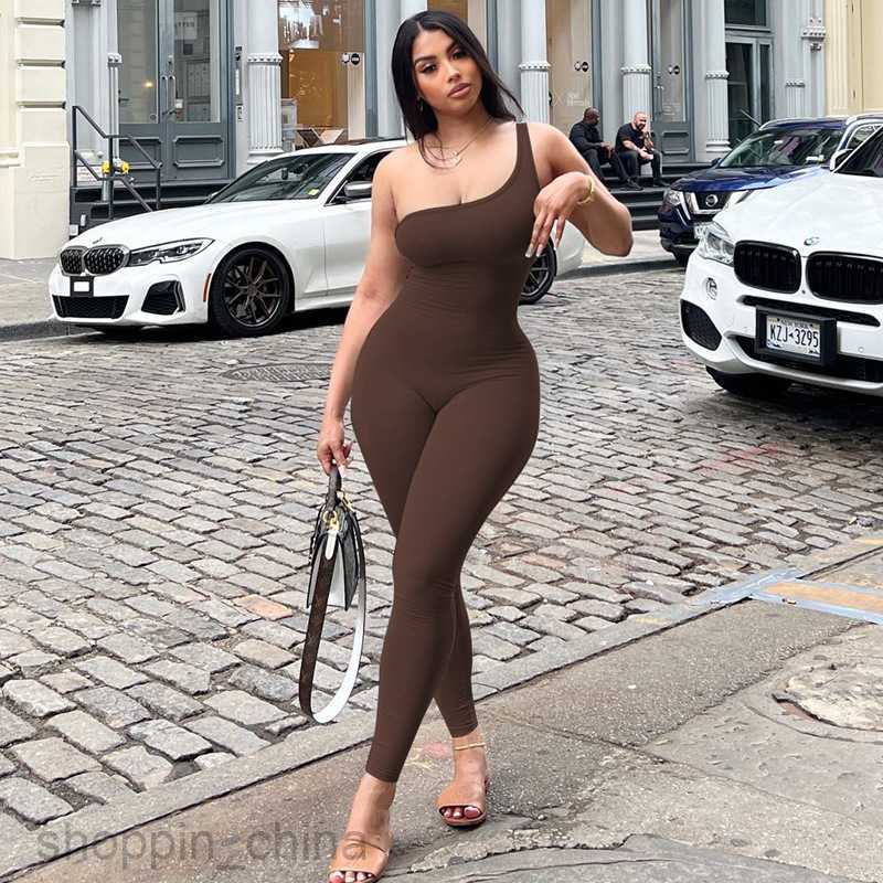 Women's Jumpsuits Rompers Spring Women's Wear New Solid Color One Shoulder Slim Fit Hip Lifting Sports Fitness jumpsuit for Women