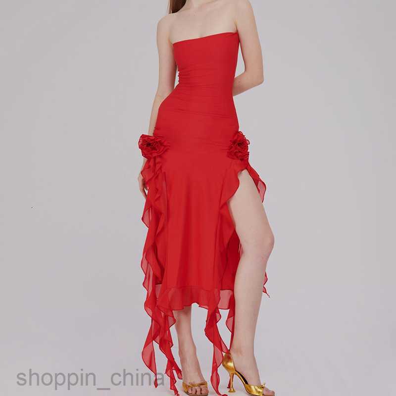 Basic Casual Women Dresses Style New Women's Dress Sexy Style Wrapped Chest Splice Lace Open Leg Medium Dress Women