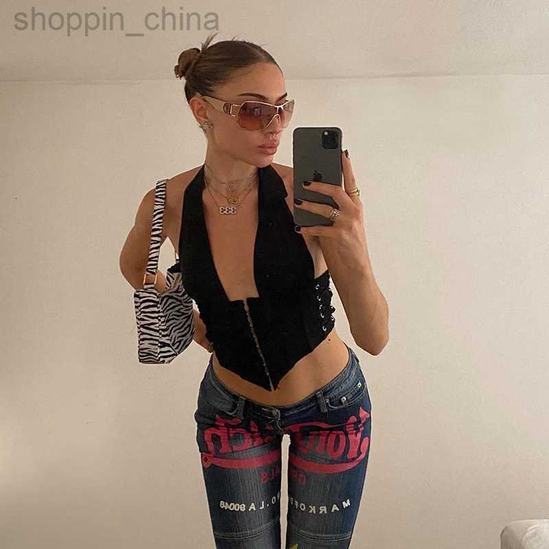 Women's Tanks Camis 2024 Spring Women Solid Color Neck Hanging Open Back Hook Small Tank vest tees tops